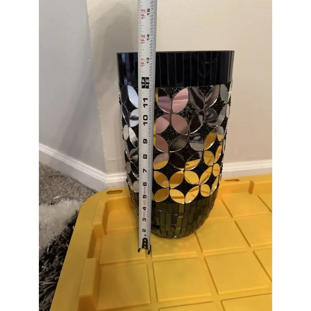 Modern Mosaic Glass Vase Black Decorative Elegant Mirror